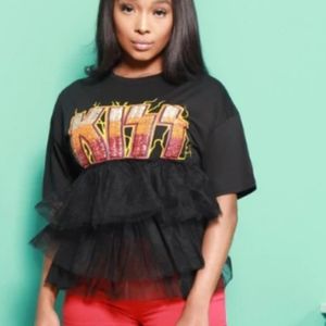 Swanky a Posh Gray  one size fits most Kiss Tulle Shirt